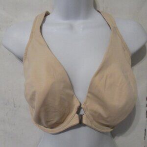 Delimira Bra 34H Beige Tan Front Close Racerback Underwire W431X